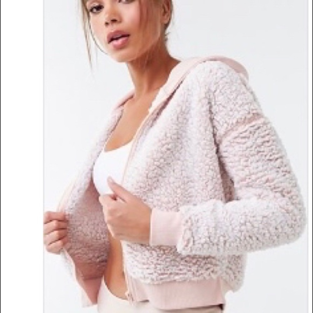 Pink teddy hooded sweatshirt